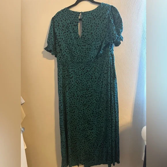 Torrid Teal and Black Spotted Midi Dress - Picture 2 of 3